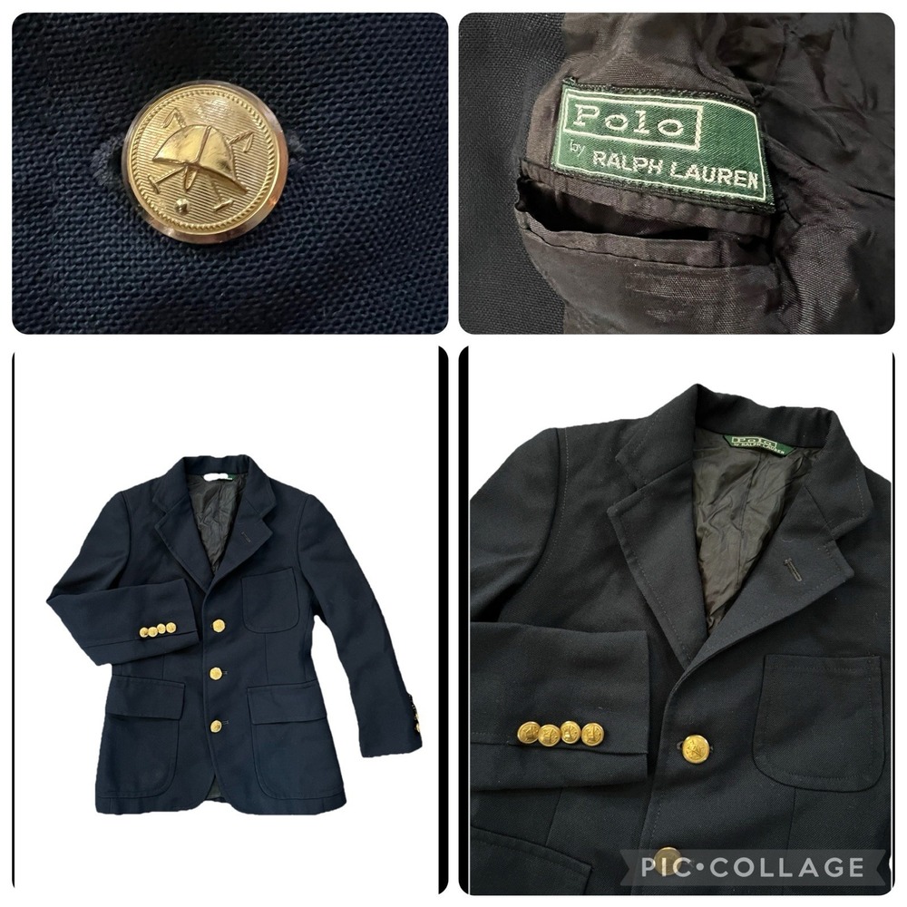Vintage Polo‎ Ralph Lauren Boys 8 Sport Coat Jacket Blue gold buttons Old Money